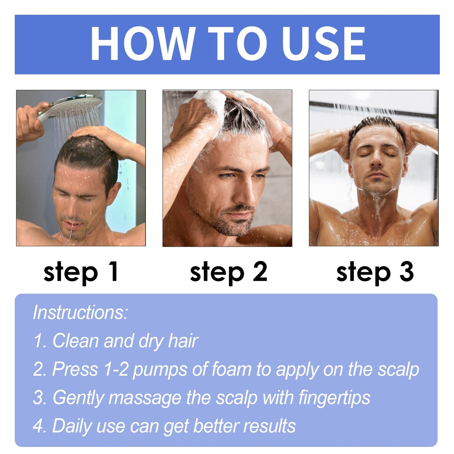 Men's Dense Hair Foam Mousse, Clean Repair Hair Root, Dense And Moisturizing Hair Mousse - Korvel