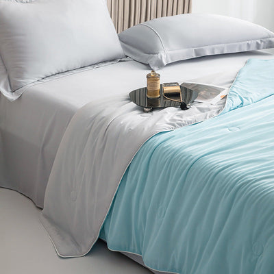 Air Condition Comforter for SummerPure Color, Ice Silk Cooling Blanket, Lightweight and Smooth, Twin, King Size Cold Quilt - Korvel