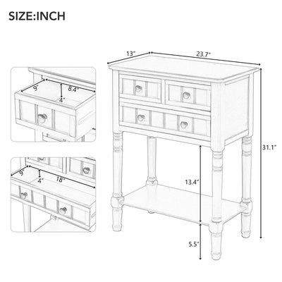 TREXM Narrow Console Desk, Ultra Thin Sofa Table with Three Storage Drawers and Living Room Bottom Shelves (Espresso) - Korvel