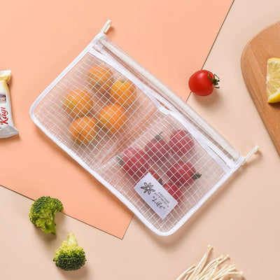 Refrigerator storage net bag hanging type household kitchen classification storage bag multifunctional dual compartment - Korvel
