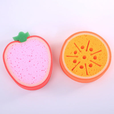 Fruit Sponge Dish Washing Brush Non-Stick Oil Kitchen Compressed Sponge Wipe Printing Household Brush Bowl Bath Absorbent Cotton - Korvel