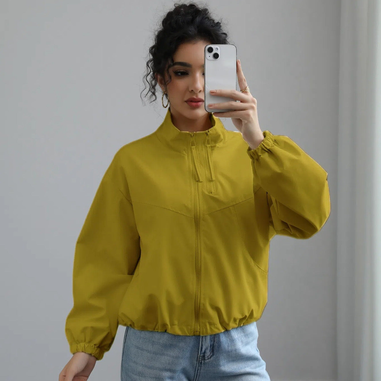 Fashionable Waterproof Short Jacket with Stand Collar for Women - Korvel