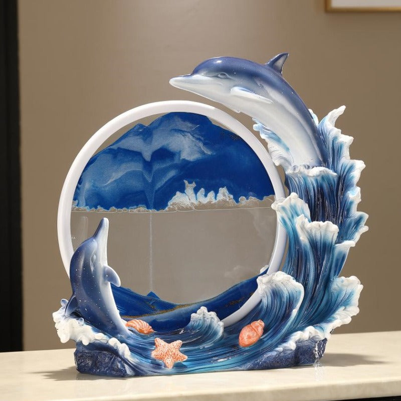 Adorno de Reloj de Arena con Pintura de Arena Fluyente de Delfín