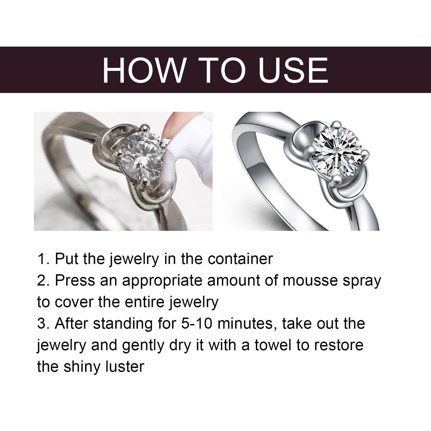 Jewelry Cleaning Mousse, Watch Band Cleaning Liquid Gold Diamond Ring Jewelry Decontamination Maintenance Cleaning Agent - Korvel