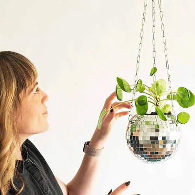 Disco Ball Hanging Flower Pot - Bohemian Style Planter