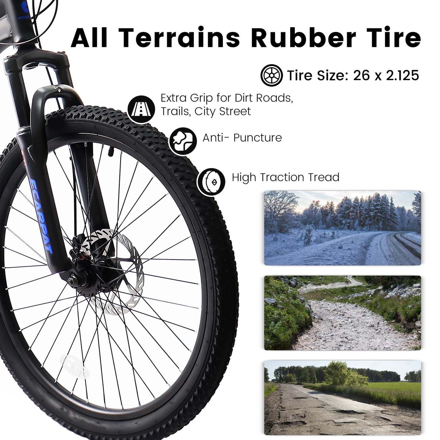 A2660 Ecarpat Mountain Bike 26 inch Wheel Carbon Steel Frame Disc Brake Thumb Shift Front Fork Rear Shock Absorber Bicycle - Korvel