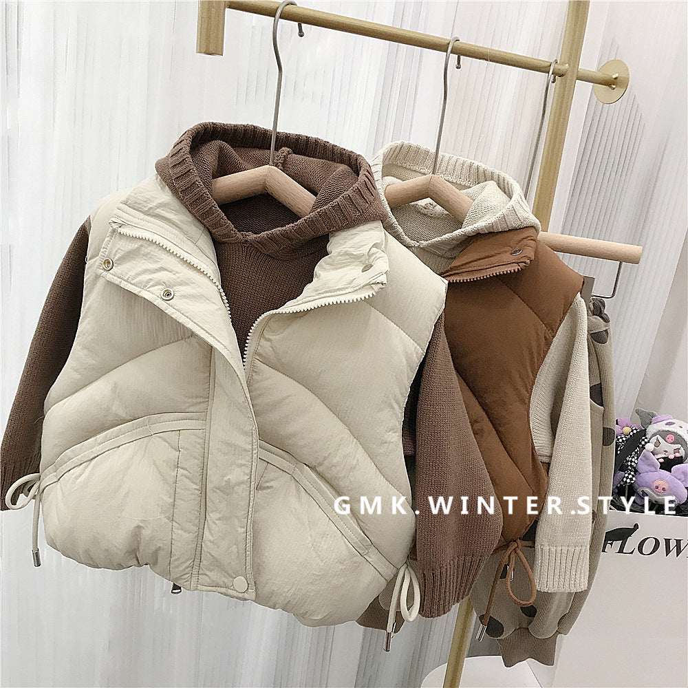 Children's standing collar cotton jacket vest winter loose vest for boys and girls camisole medium and small children's sweater - Korvel