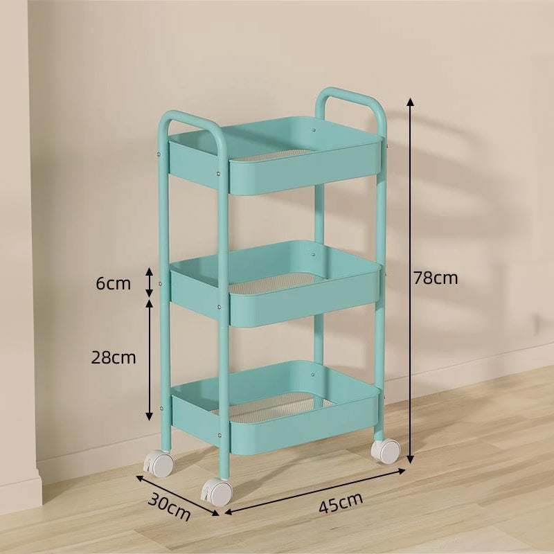 3 - tier rolling metal utility cart with wheels. Multifunctional, for kitchen, etc. Model: FRUTA - 001 1690 2090 - Korvel