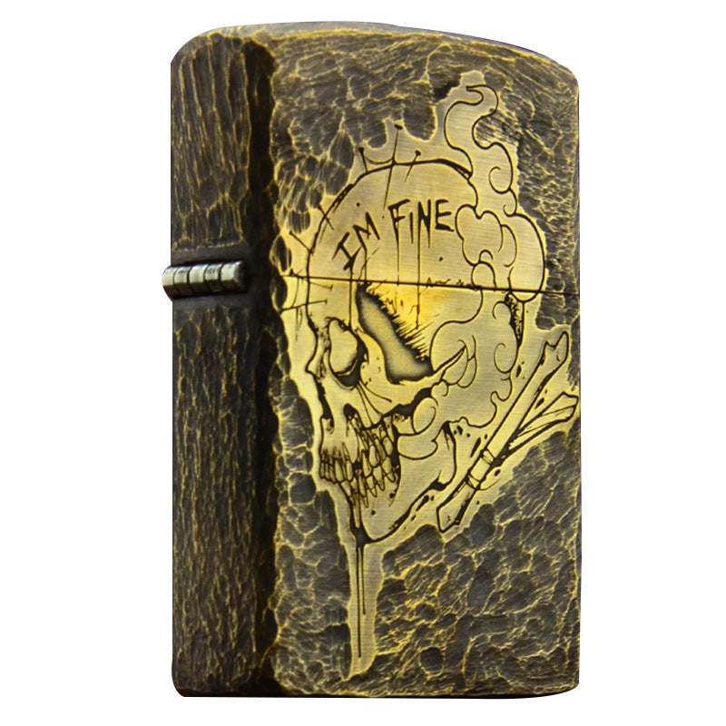 ZORRO Brass Skull Kerosene Lighter