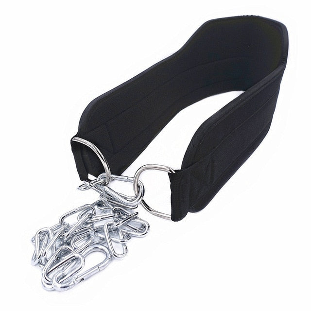 Thick Neoprene Weight Lifting Belt with Chain Dipping Belt for Pull Up Chin Up Kettlebell Barbell Fitness Bodybuilding Gym Belt - Korvel