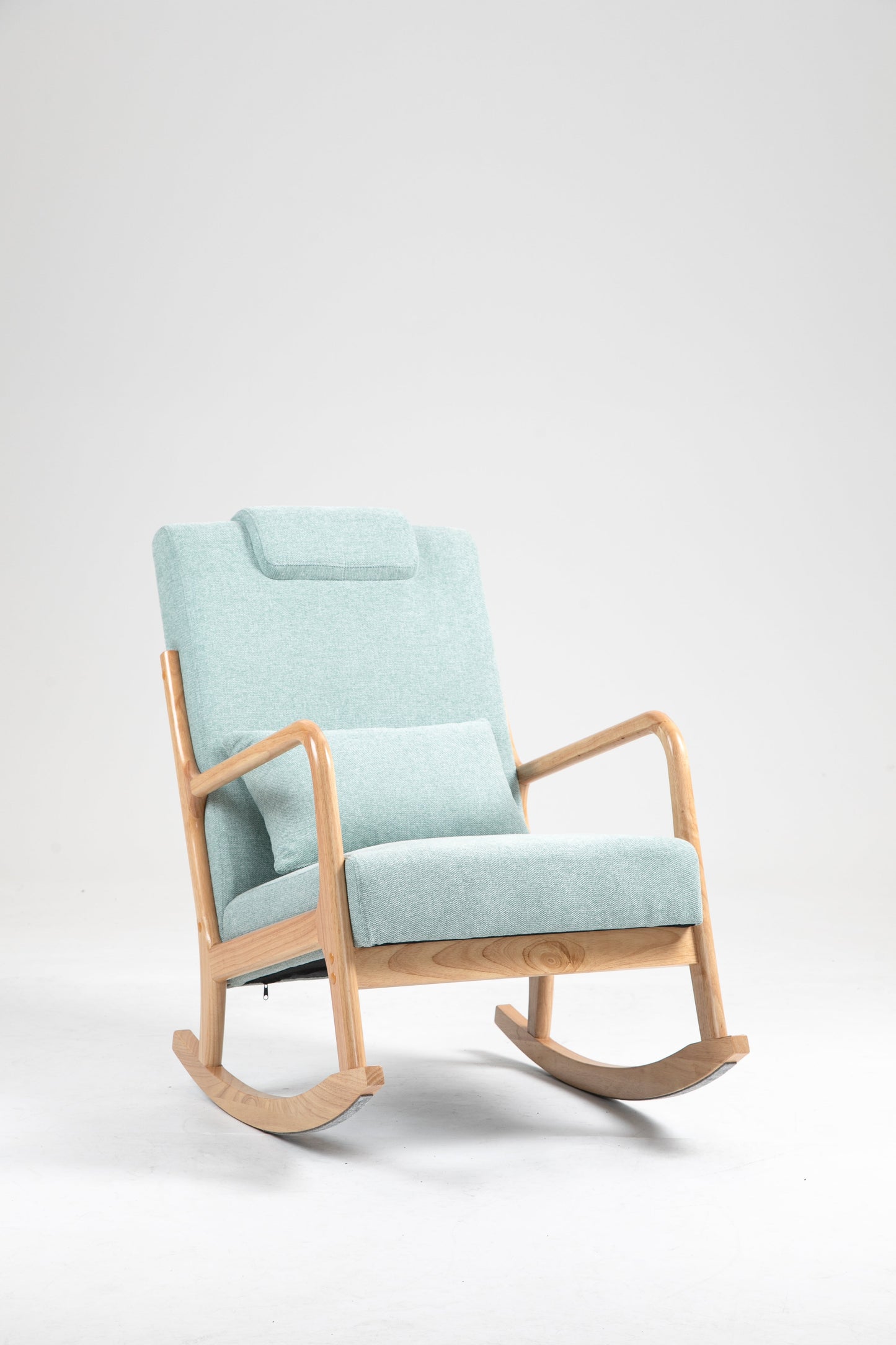 Premium Upholstered Rocking Chair with Lumbar Pillow