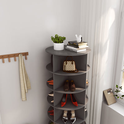 Grey 360 Rotating shoe cabinet 6 layers - Korvel