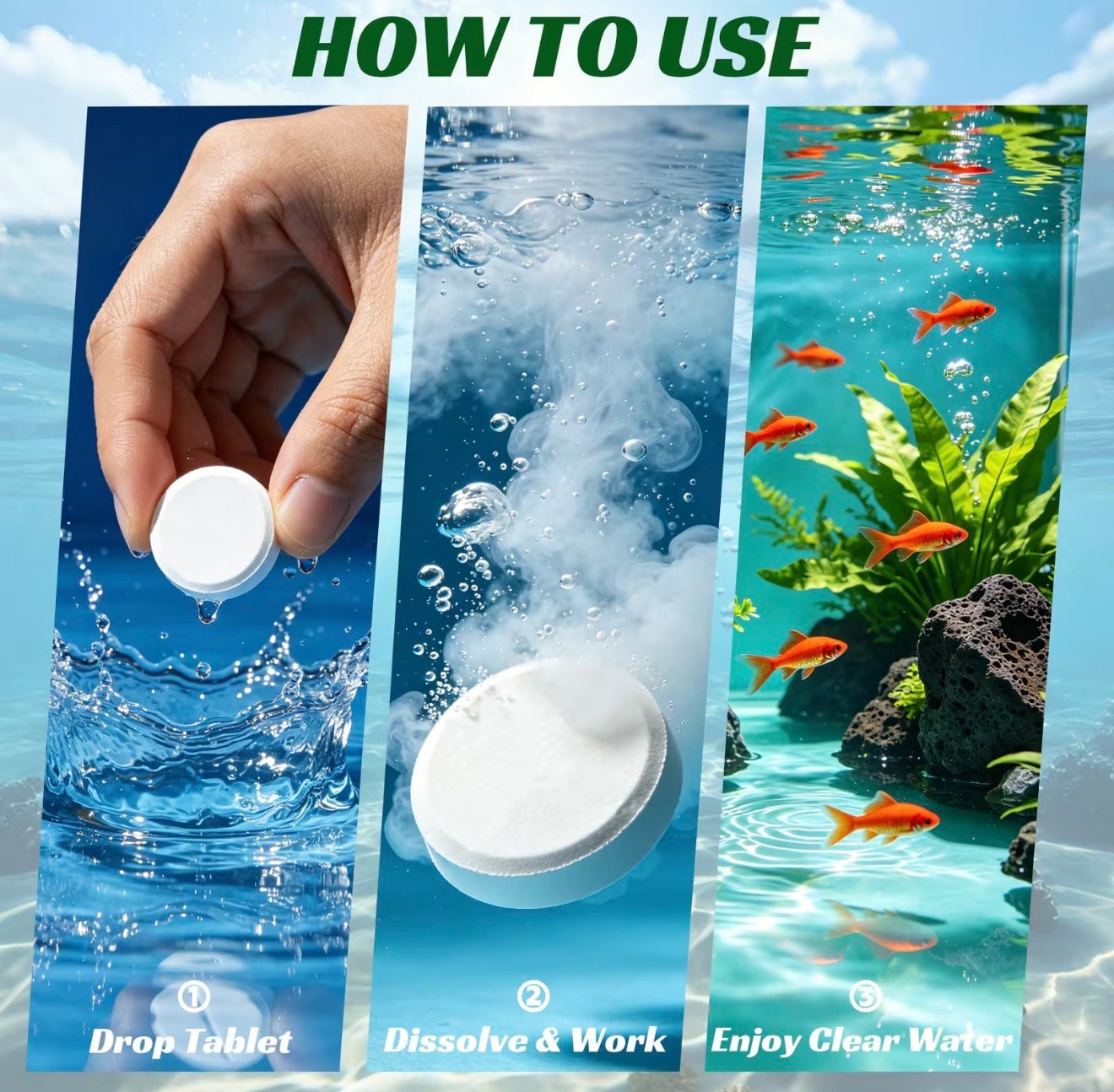 Tabletas de Purificación AquaClear para Entornos Acuáticos Más Claros