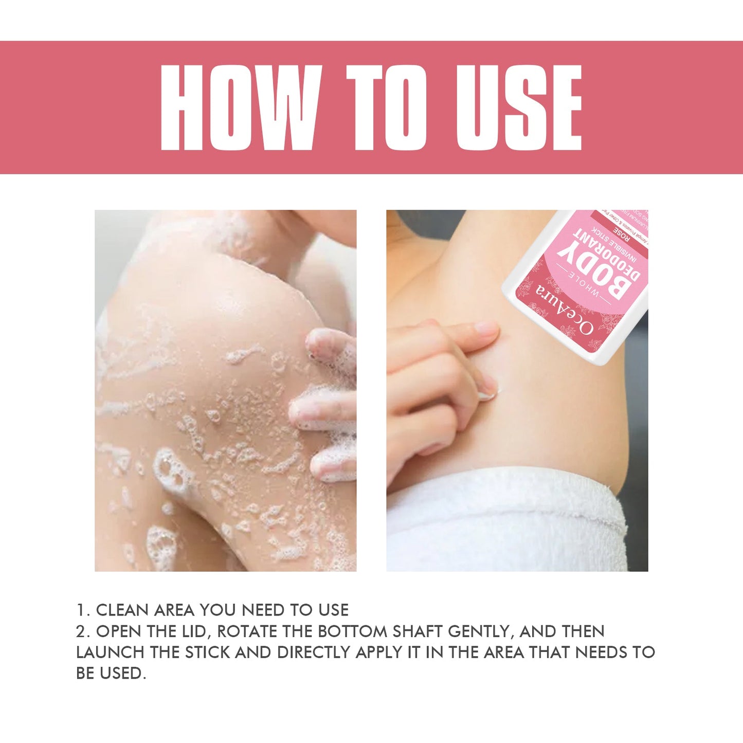 Whole Body Deodorant, Rose Fragrance Naturally Refreshing Lighten Underarm Odor Lasting Fragrance - Korvel