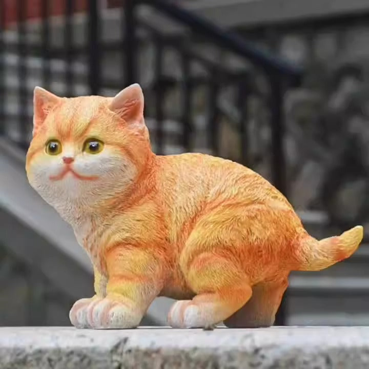 Charming Outdoor Cat Ornament in Resin