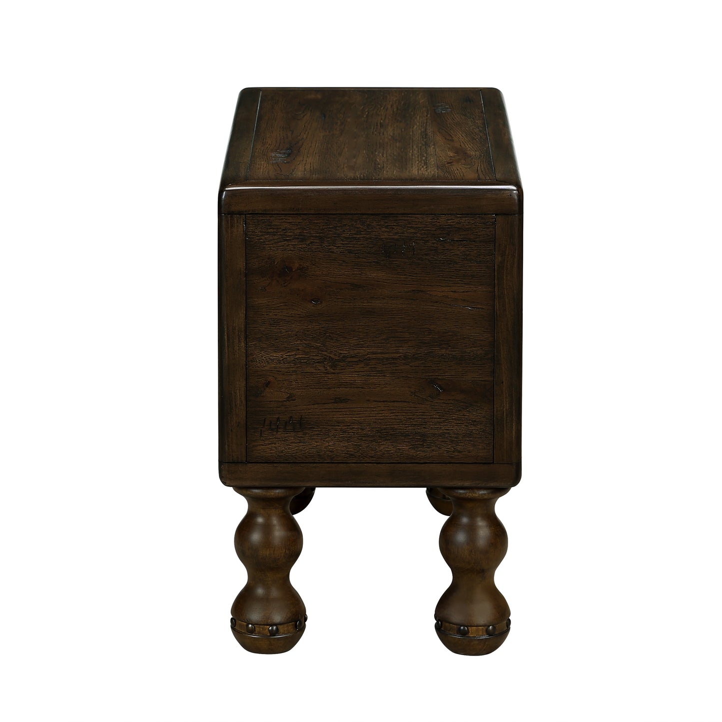 Solid wood end table, rectangular 23.6 inch narrow edge table with drawers, vintage bedside table, Espresso - Korvel