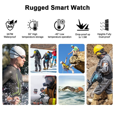 Reloj Inteligente Resistente ROCK para Hombres - Rastreadores de Deportes al Aire Libre y Fitness
