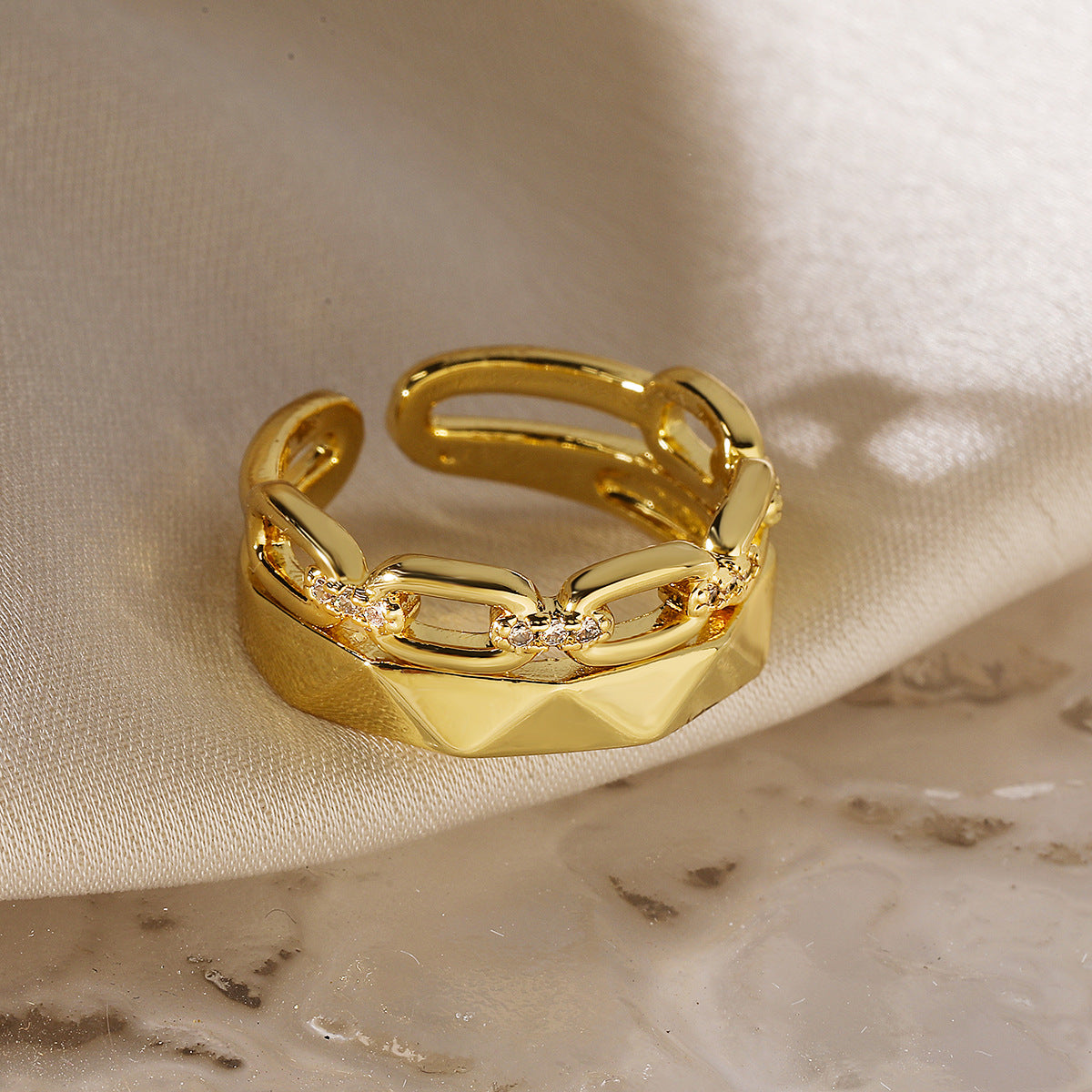 Anillo Ajustable Geométrico de Lujo para Mujeres