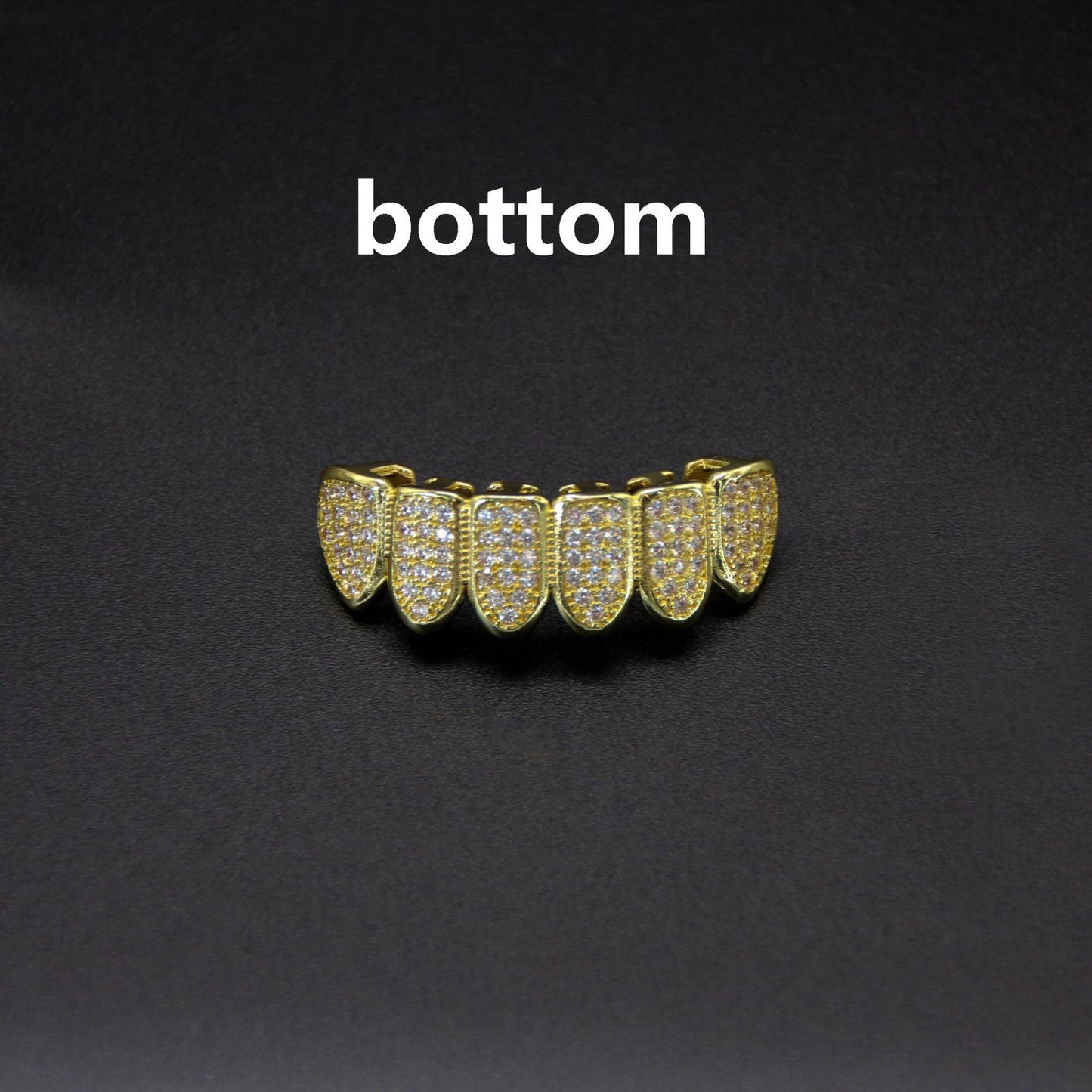 Hip hop braces with copper zircon micro inlaid with real gold Halloween teeth decoration exaggerated hiphopgrills - Korvel