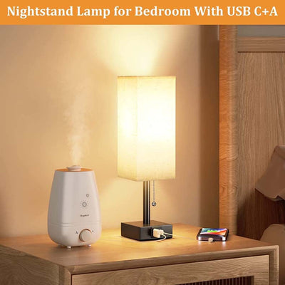 Linen 90 square desk lamp zipper switch three color temperature variable light A+C USB charging - Korvel