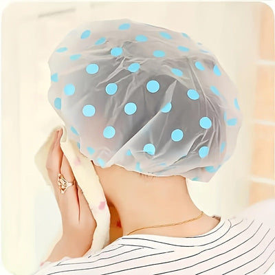 Premium Waterproof Polka Dot Shower Cap