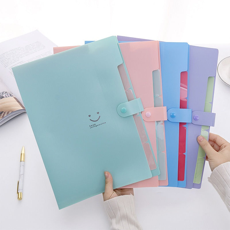 Dossier à Poches Multi-Couches pour Étudiants avec Design de Smiley