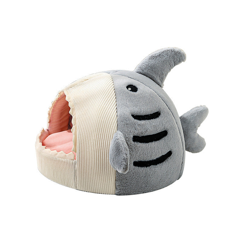 Cozy Shark Pet Nest for Cats and Dogs - Warm & Inviting