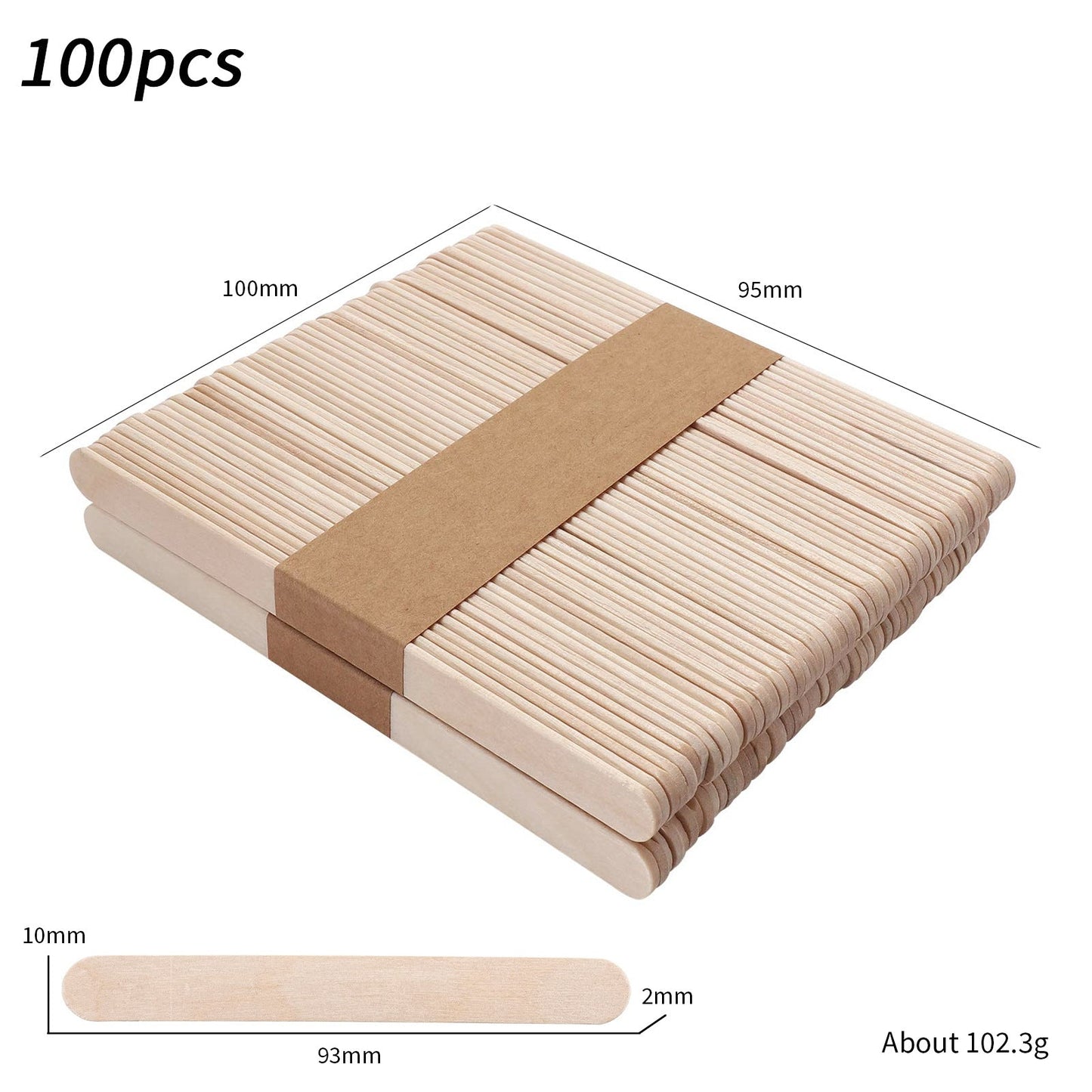 100-Piece Bag of Disposable Wooden Sticks for Hair Removal Waxing and Scraping Tools - Korvel