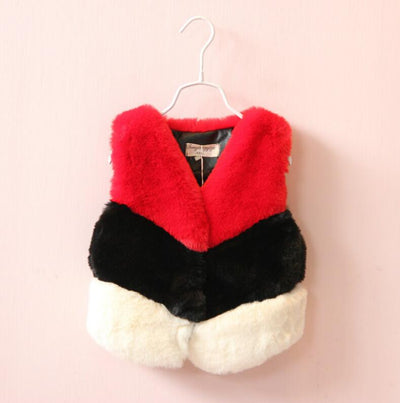 Melario Outerwear&Coats New autumn Winter Fashion Thick Warm Faux Fur Vest cute V-Neck Fur Patchwork Vest Girls clothes - Korvel