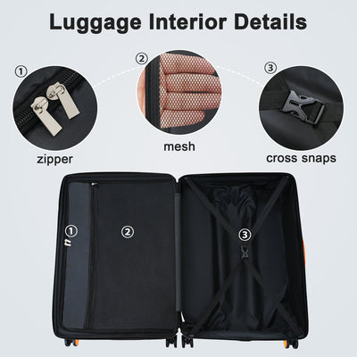 Contrast Color Hardshell Luggage 24inch Expandable Spinner Suitcase with TSA Lock Lightweight Green + ABS - Korvel