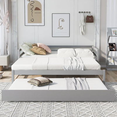 Twin or Double Twin Daybed with Trundle Gray - Korvel