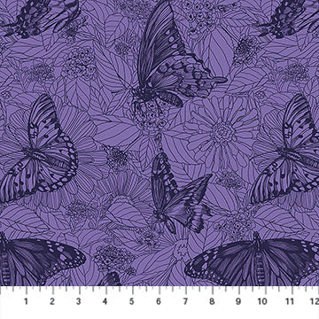 Tela de Algodón Indelible Ink Winging It Blueberry - 44"/45" por Yarda