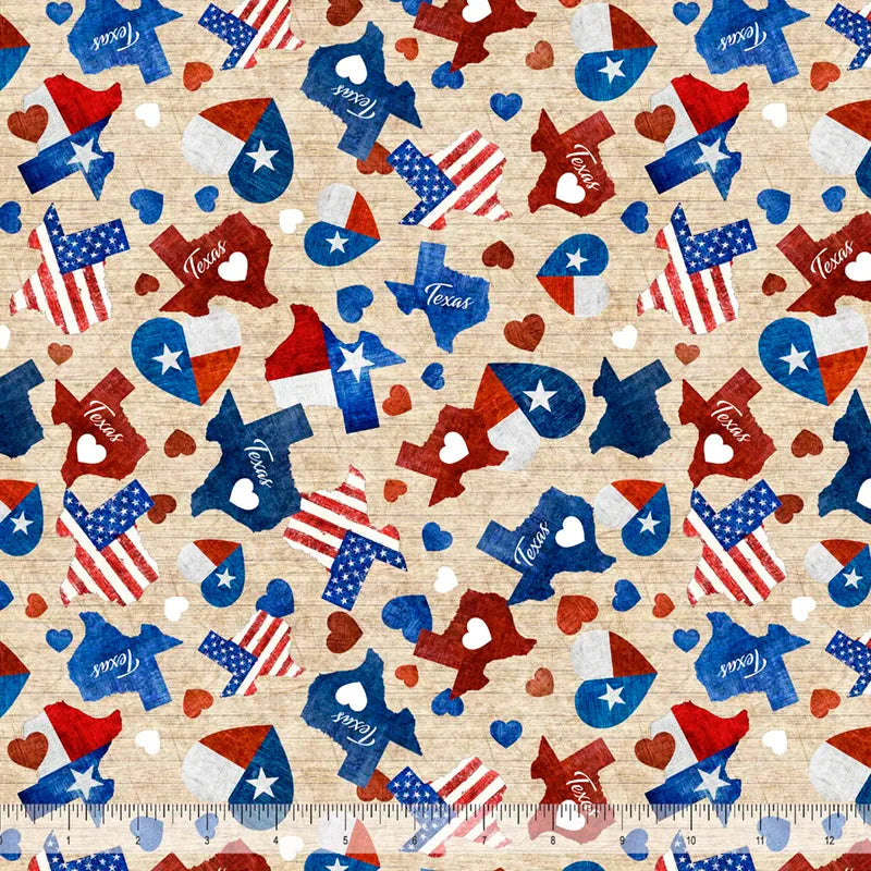 ATXSH Heart of Texas Tan Cotton Fabric - 44"/45" Per Yard