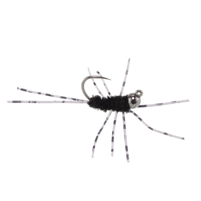 Premium Tungsten Bead Barbless Pat's Barred Rubber Legs Nymphs - 12 Pack Size 6 - Korvel