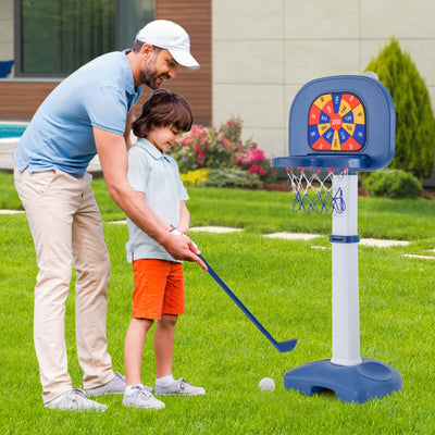 4-In-1 Adjustable Kids Basketball Hoop with Ring Toss
