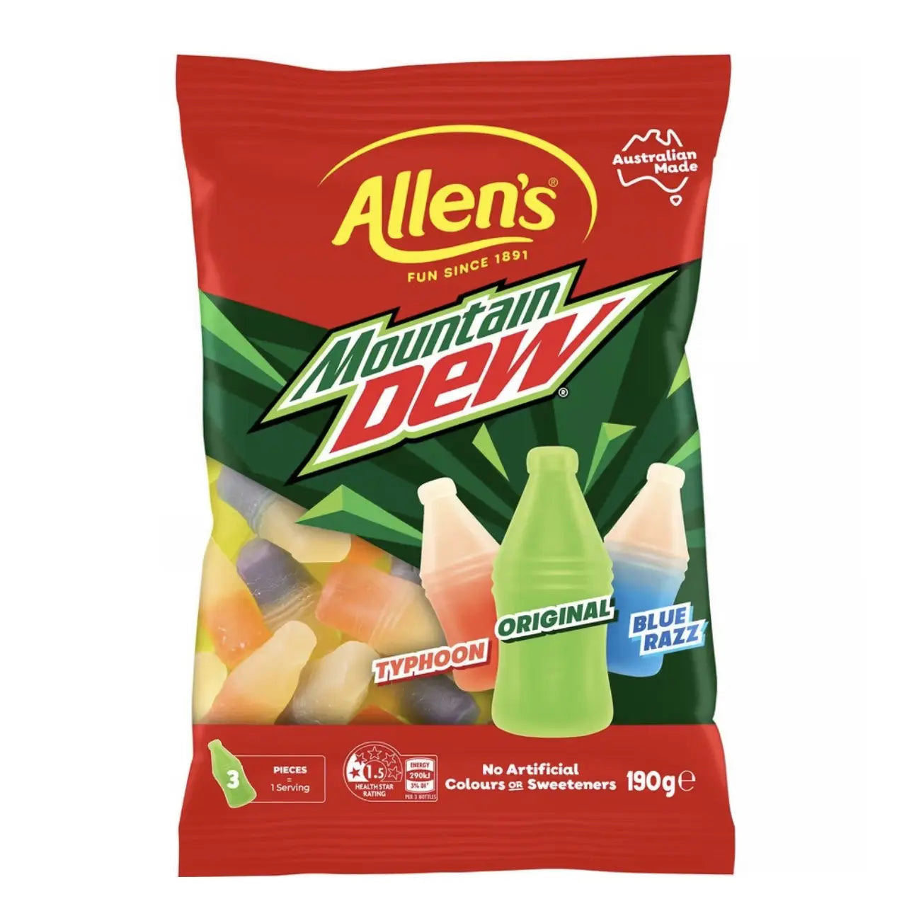 Sucettes Allen’s Mountain Dew – Bonbons gélifiés assortis