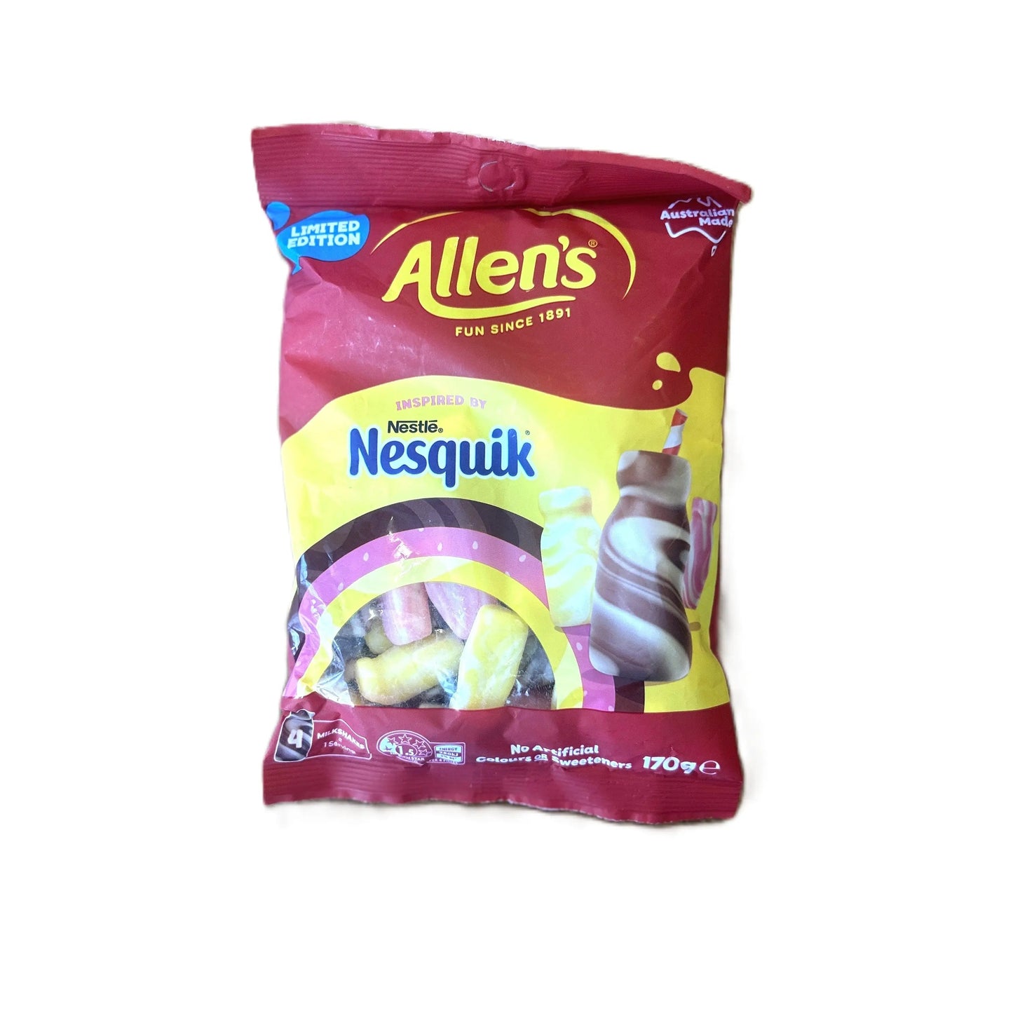 Lollies Nesquik d'Allen – Édition Limitée – Mélange de Bonbons au Milkshake Australien