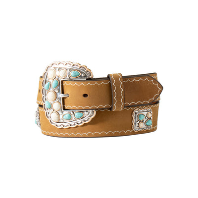 Turquoise & Silver Stone Buckle Belt | Angel Ranch Women’s - Korvel