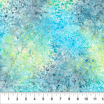 Tela de algodón Flora Medallón Azul Acuático - 44"/45" por yarda