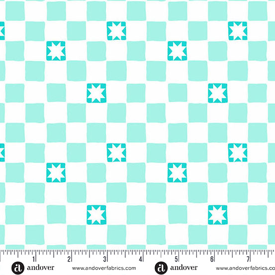 Aqua Twinkle Tiles Color Pop Playground Cotton Fabric