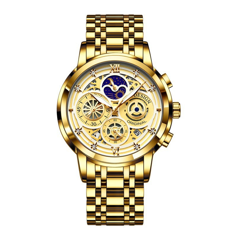 Montre à quartz squelettique multifonctionnelle pour hommes - Étanche