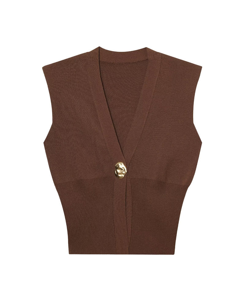 Elegant Casual Commuting Vest V-neck Tank Top for Women withDesign Sense - Korvel