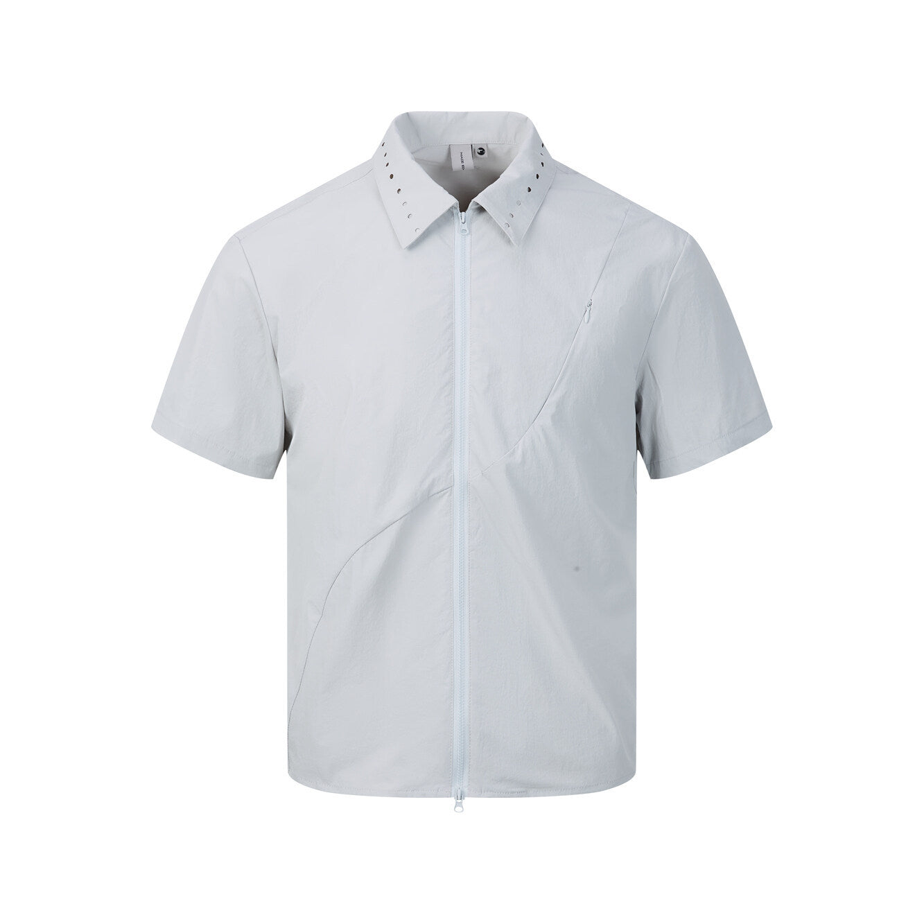 Zipper short sleeved shirt men's loose solid color shirt - Korvel