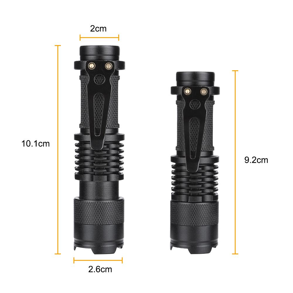 Mini 3 Modes LED UV Flashlight - Waterproof & Zoomable