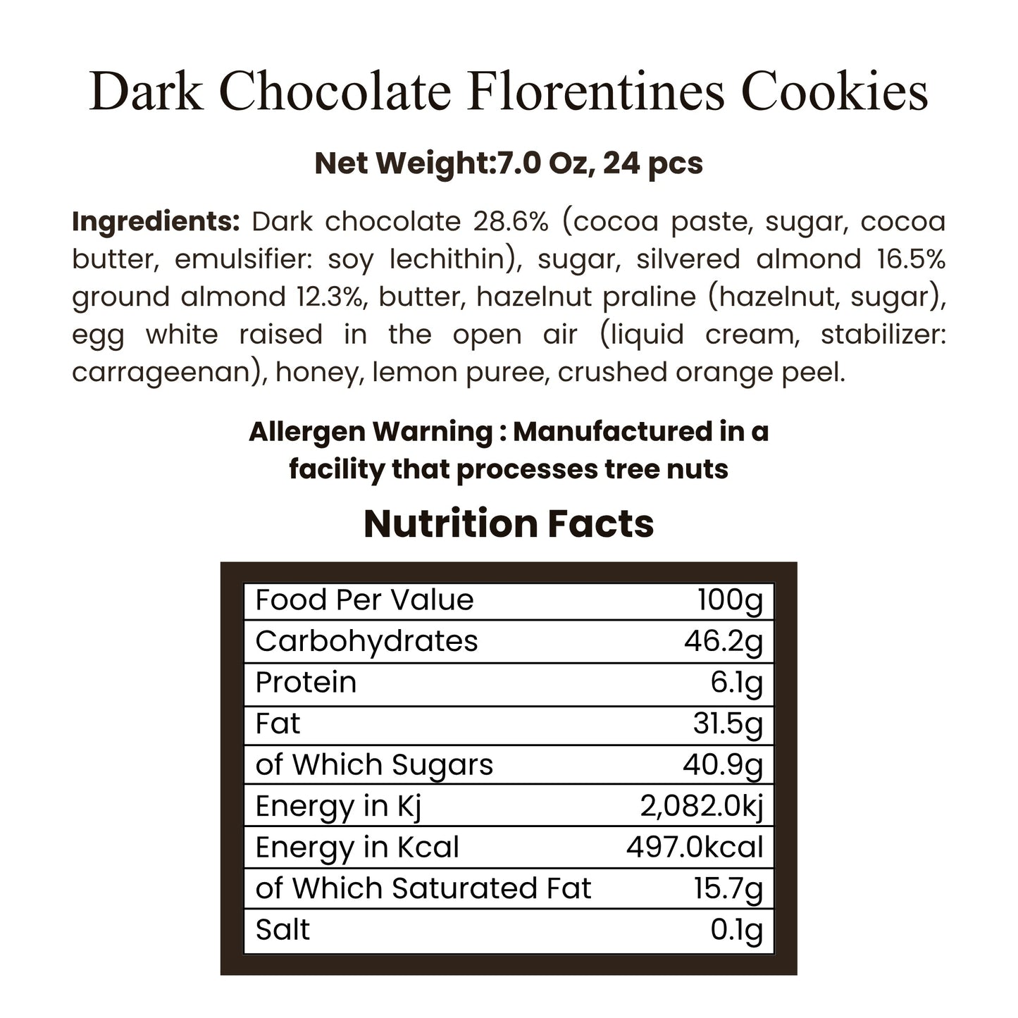 Galletas Biscuit Florentine de Chocolate Oscuro Andy Anand - 24 Pcs