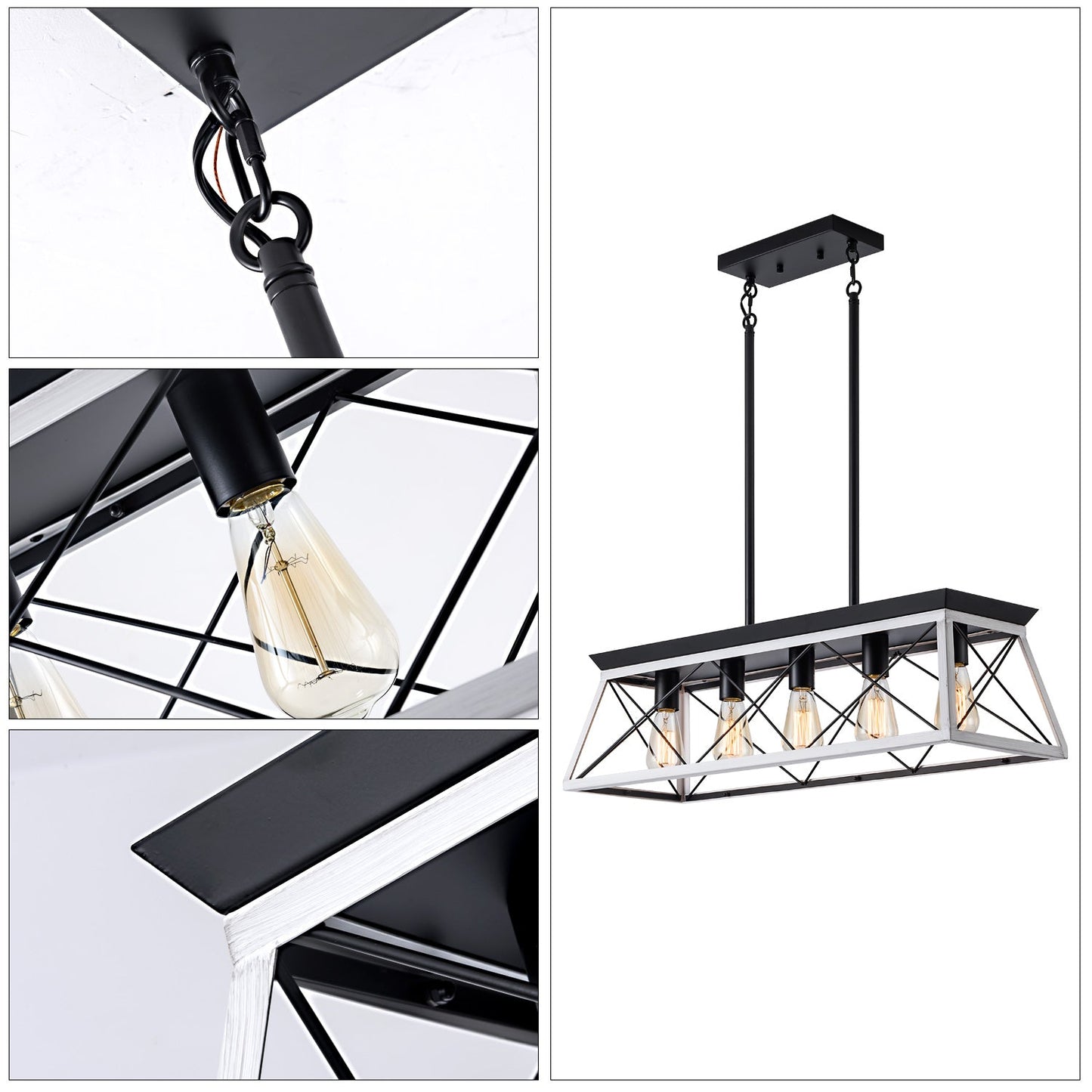 5-Light Farmhouse Chandeliers For Dining Room (No Bulbs) - Korvel