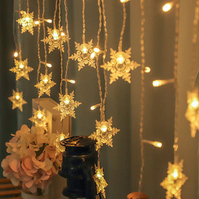 Snowflake ice strip curtain light, holiday decoration light, Christmas snowflake colored light, LED star curtain light string - Korvel