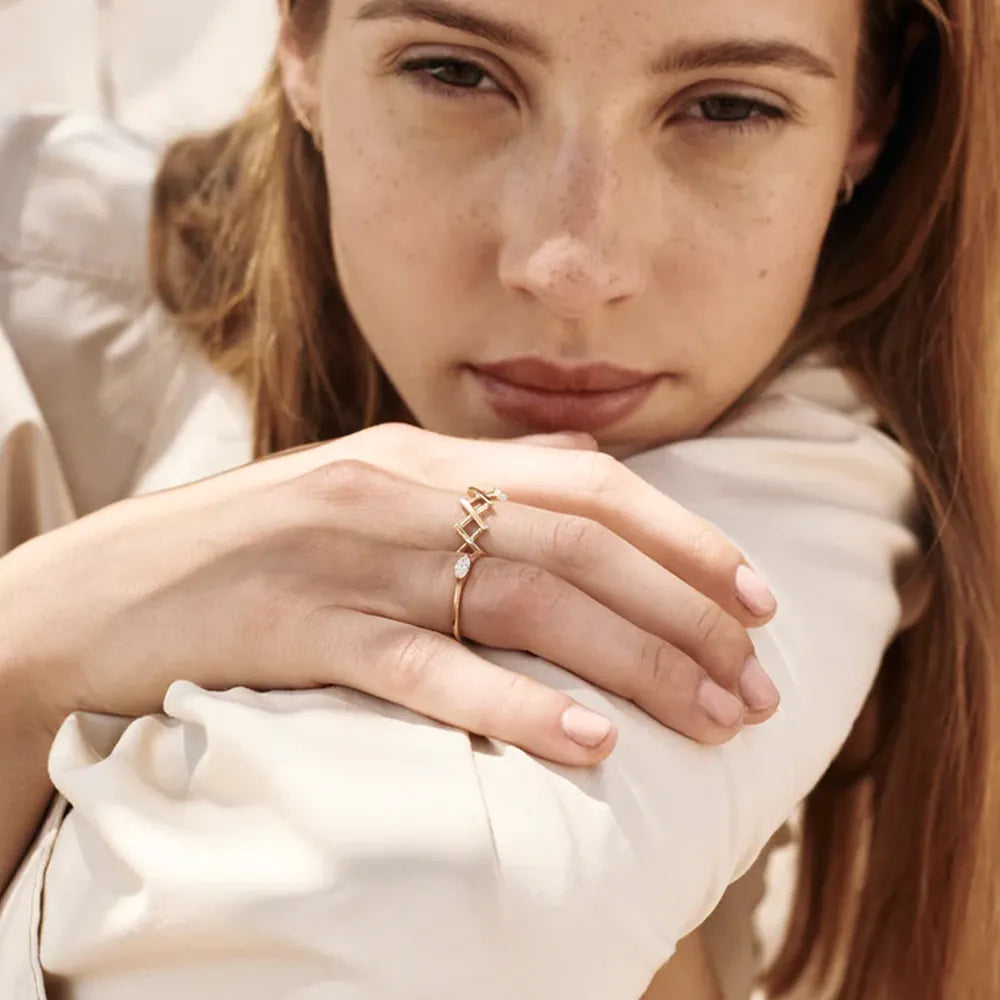 Elegant Stainless Steel Cutout Open Ring