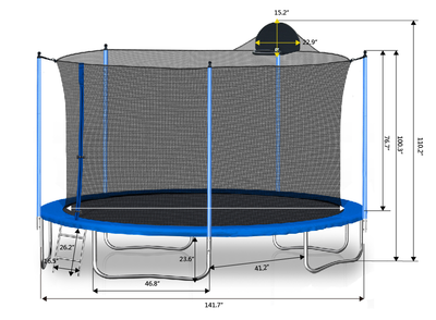Premium 12FT Trampoline with Basketball Hoop & Safety Net