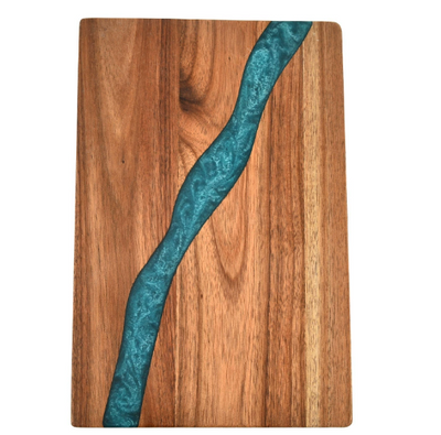 Heavy Duty Serving Tray Chopping Board With Ocean Wave Epoxy Resin Wood Cutting Board - Korvel